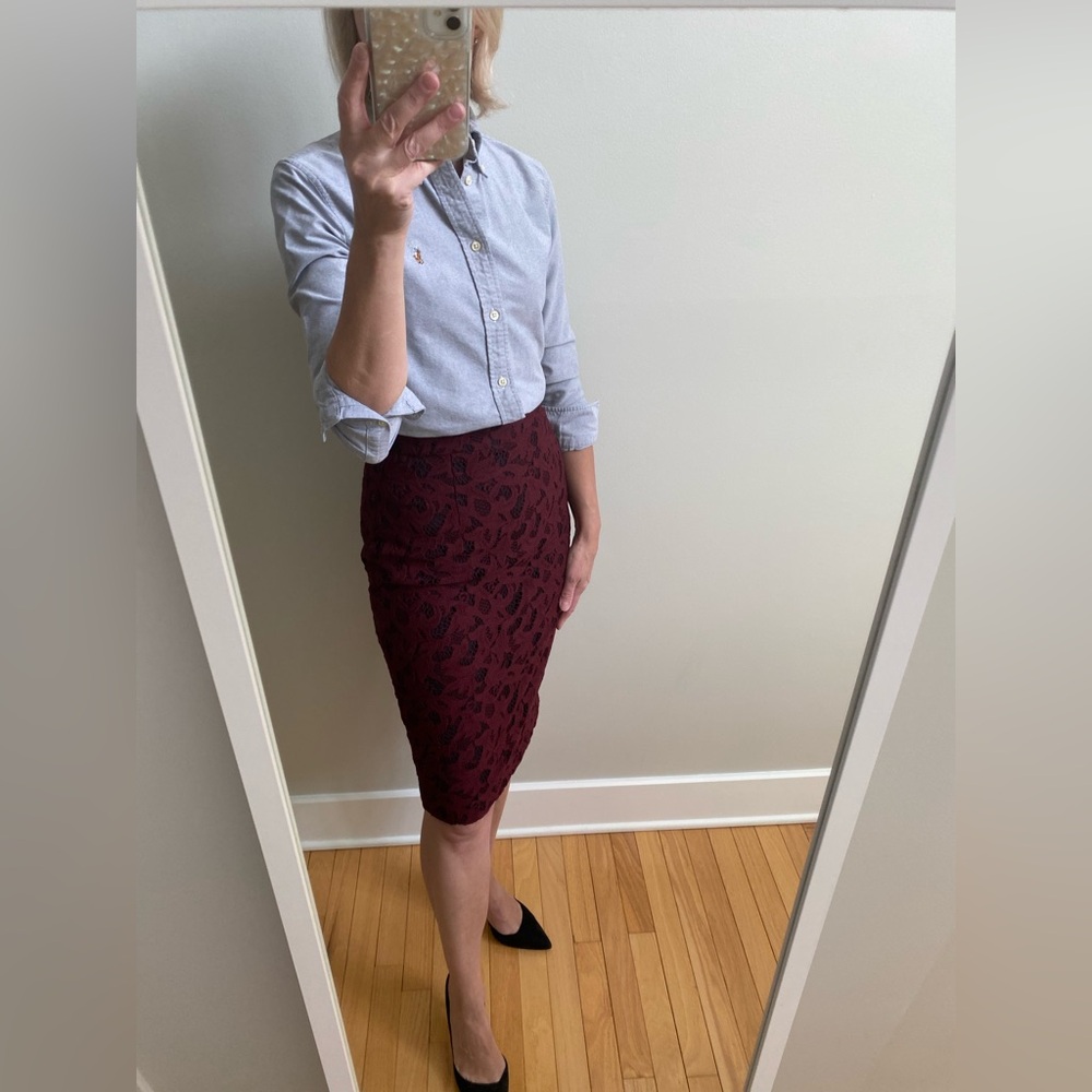 Burgundy Lace Skirt 10/10 condition from Judith and Charles